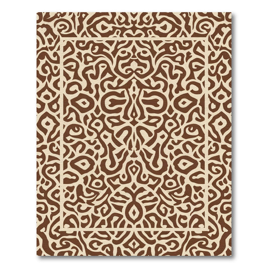 Antique Brown Ornate Filigree Rug