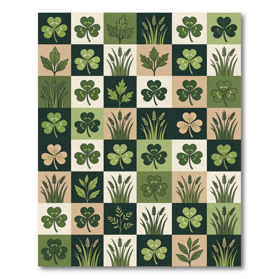 Green Clover And Wheat Composition Rug