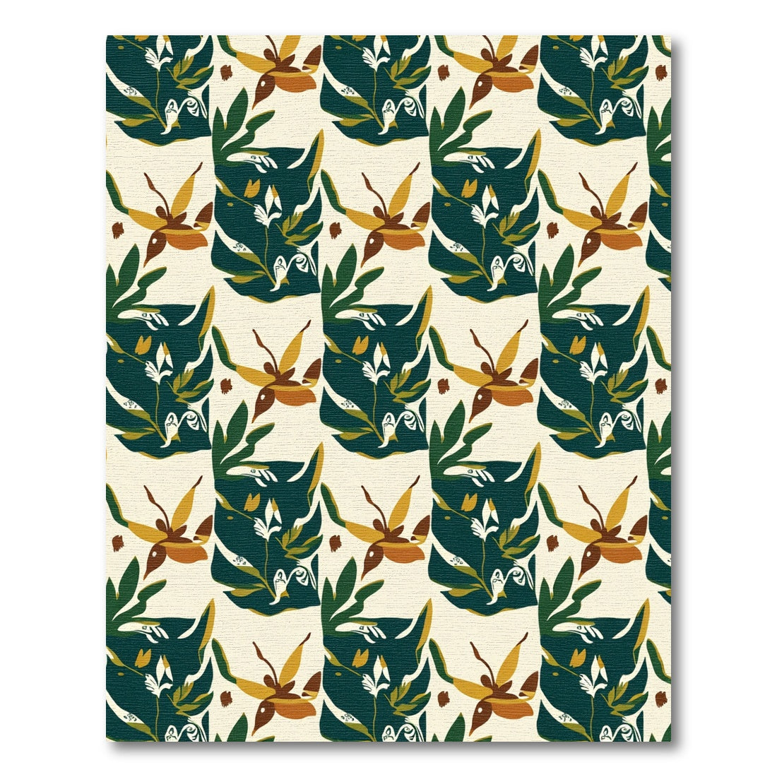 Deep Green Abstract Floral Medallion Rug