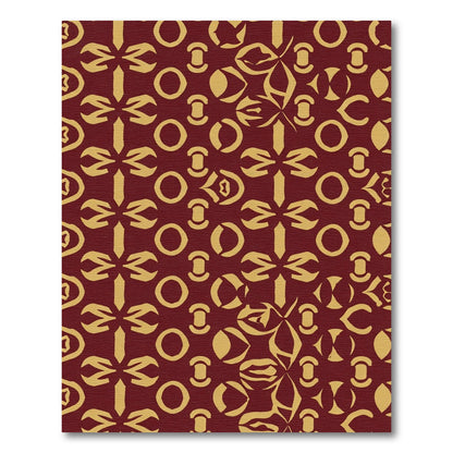 Crimson Gold Abstract Starburst Medallion Rug