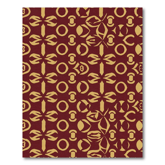 Crimson Gold Abstract Starburst Medallion Rug