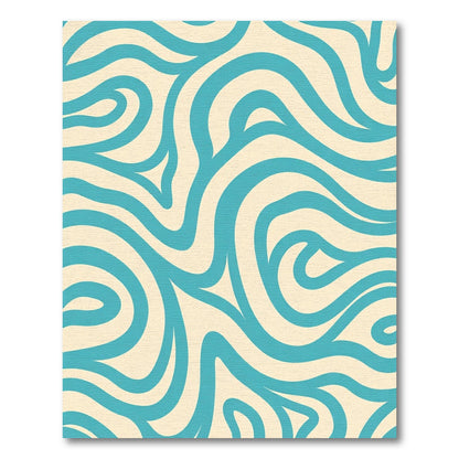 Turquoise Cream Swirl Abstraction Rug