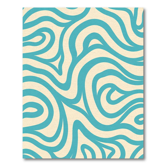Turquoise Cream Swirl Abstraction Rug