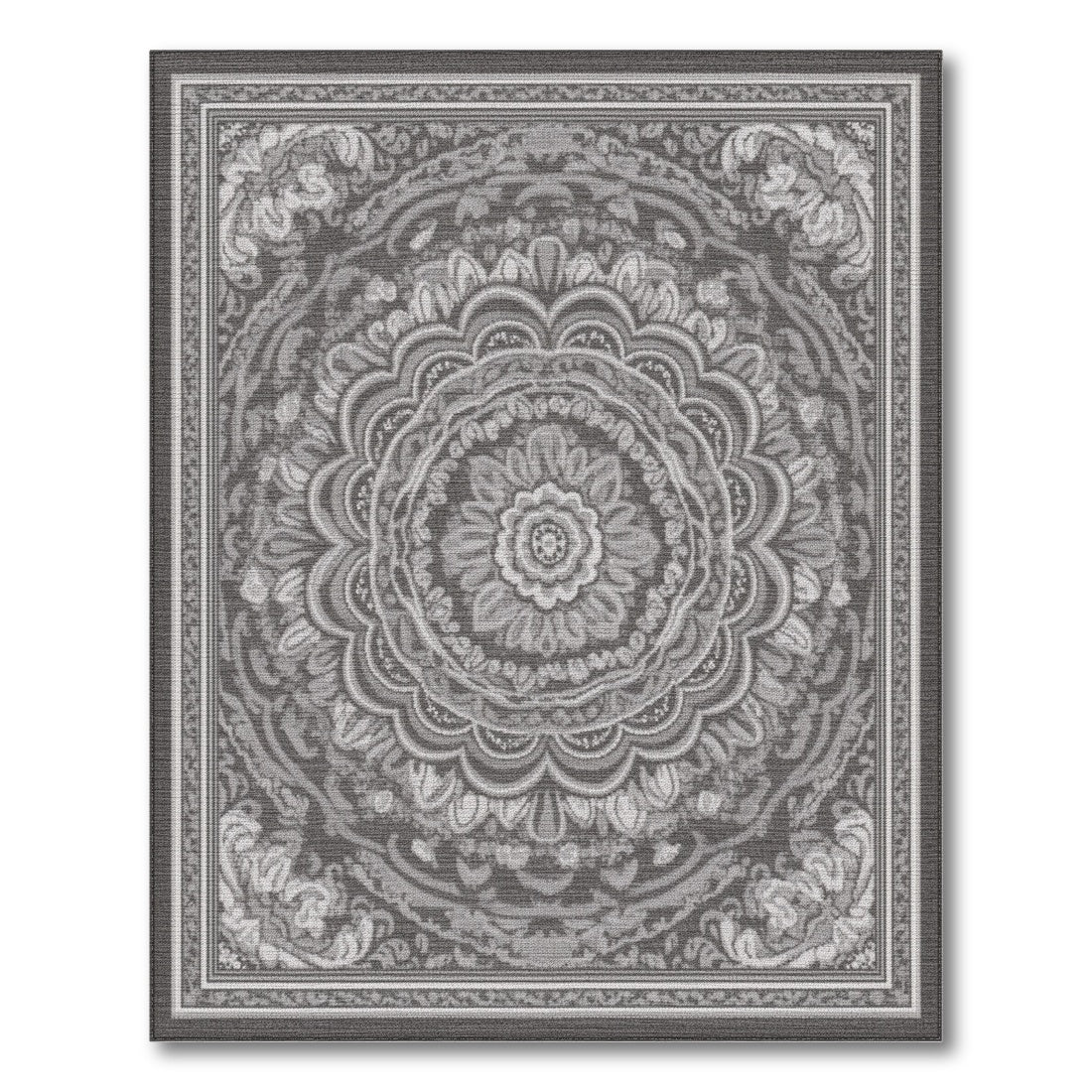 Black White Traditional Persian Area Rug