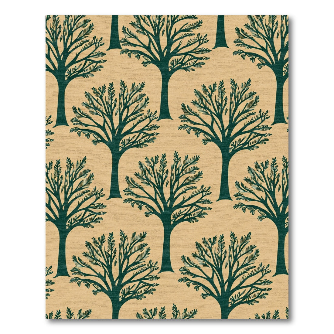 Deep Forest Green Branching Trees Rug