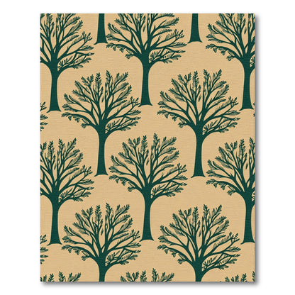 Deep Forest Green Branching Trees Rug