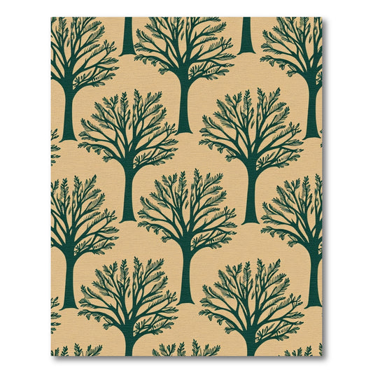 Deep Forest Green Branching Trees Rug
