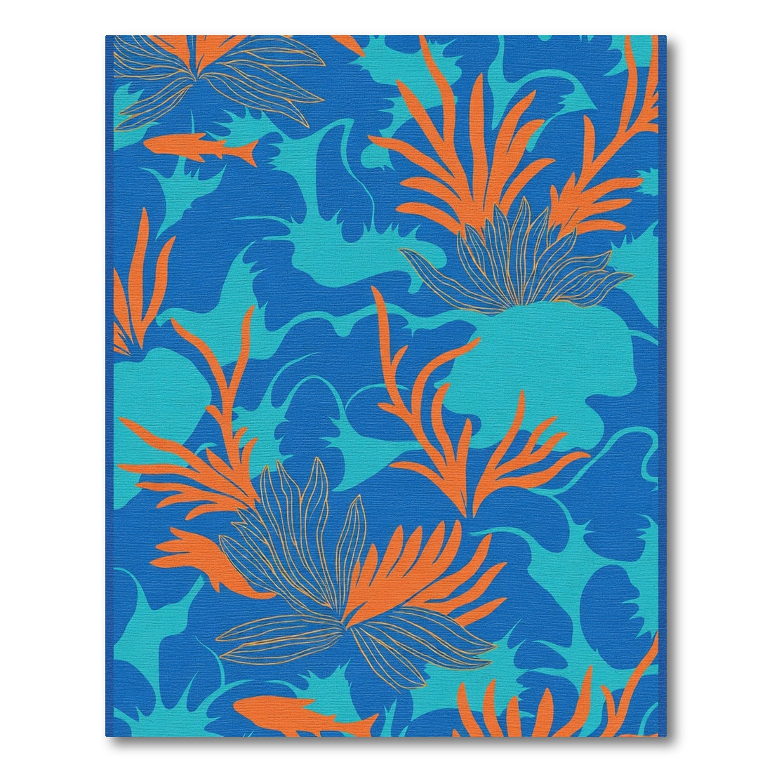 Vibrant Orange Coral Ocean Waves Rug