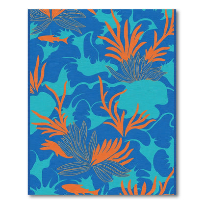 Vibrant Orange Coral Ocean Waves Rug