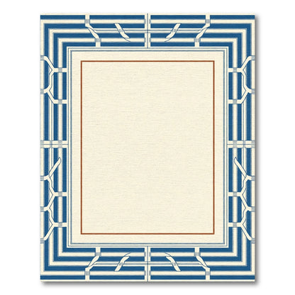 Blue Cream Geometric Art Deco Frame Rug