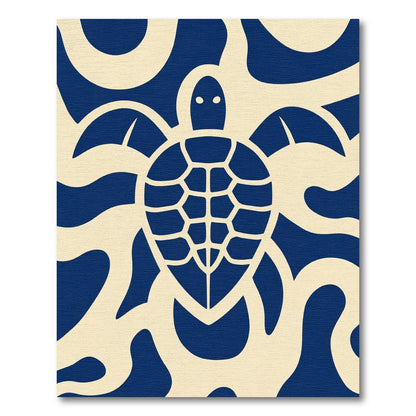 Navy Beige Flowing Turtle Art Rug