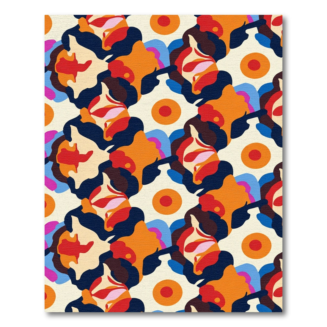 Bold Orange Curved Abstract Circles Rug