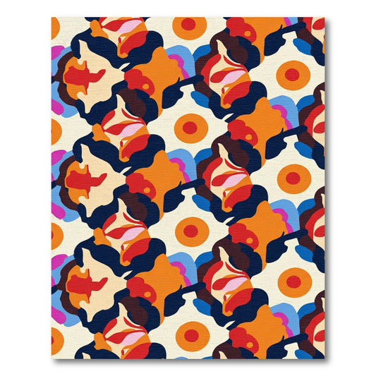 Bold Orange Curved Abstract Circles Rug