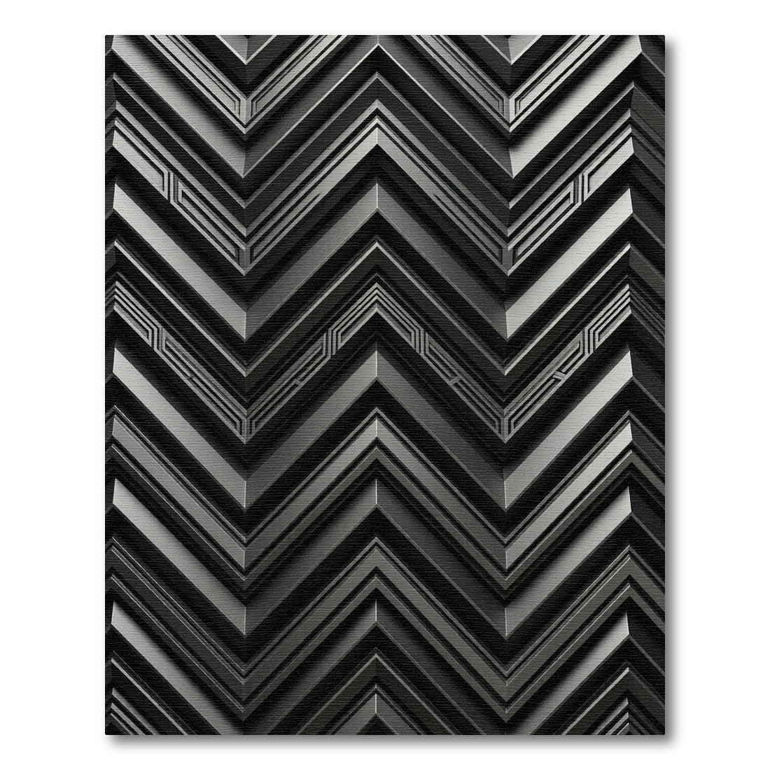 Dark Gray Chevron Geometric Layers Rug