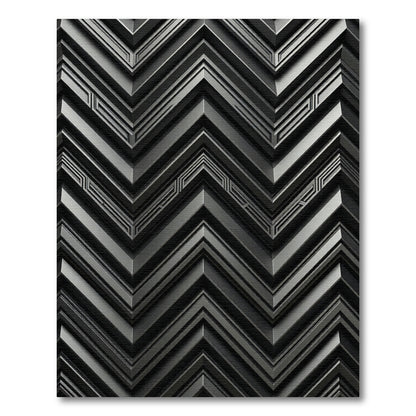 Dark Gray Chevron Geometric Layers Rug