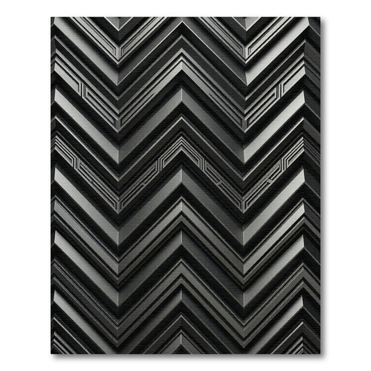 Dark Gray Chevron Geometric Layers Rug