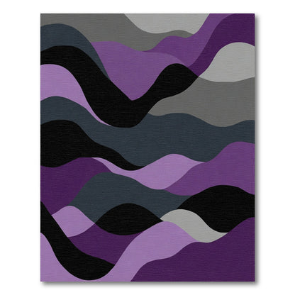Abstract Purple and Gray Wave Rug