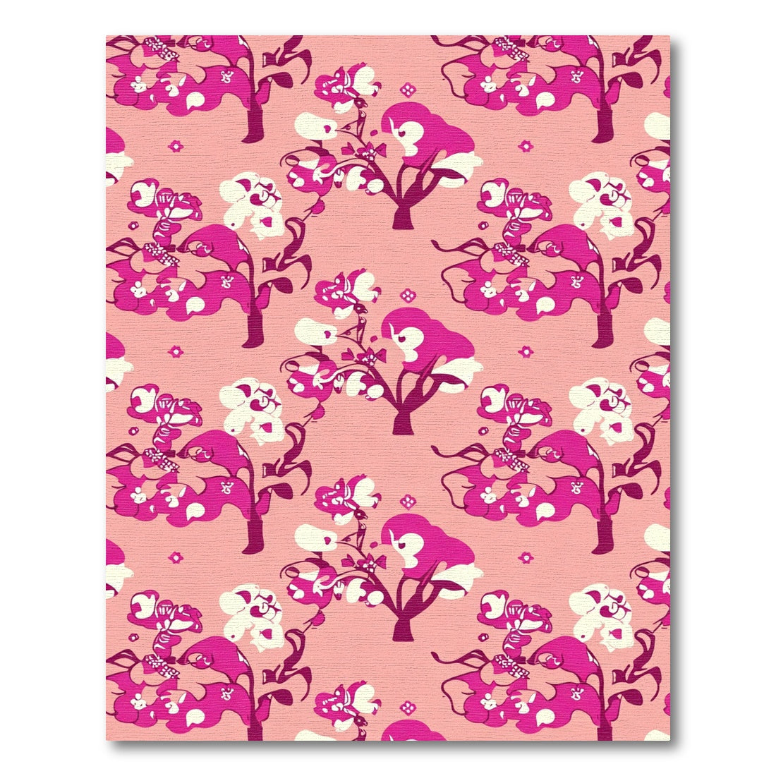 Vivid Pink Floral Tree Meadow Rug