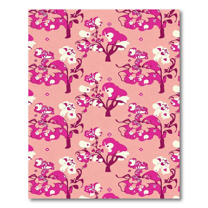 Vivid Pink Floral Tree Meadow Rug