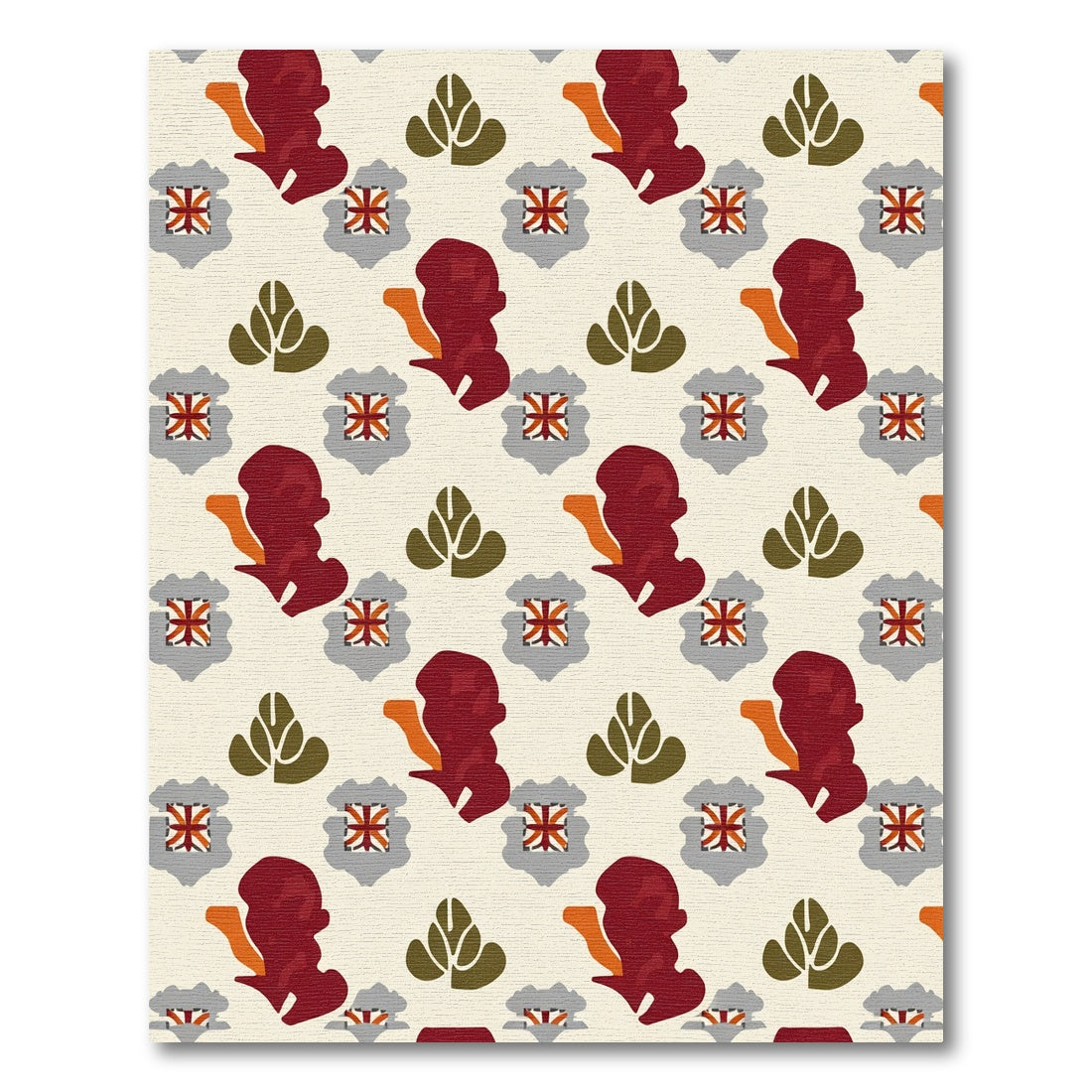 Crimson Leaf Emblem Arrangement Rug