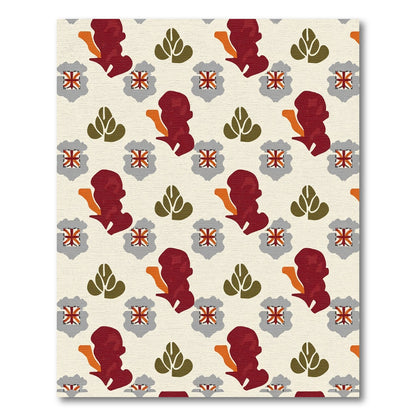 Crimson Leaf Emblem Arrangement Rug