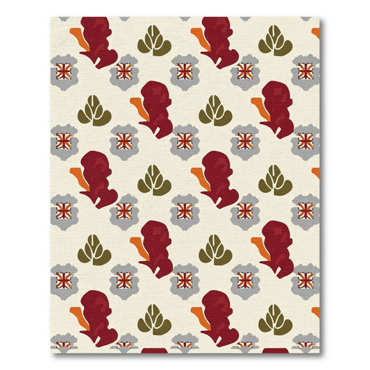 Crimson Leaf Emblem Arrangement Rug