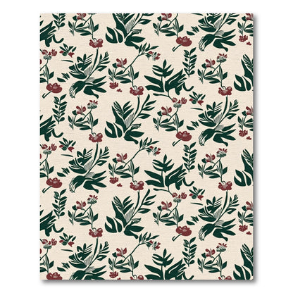 Deep Forest Red Floral Vine Art Rug