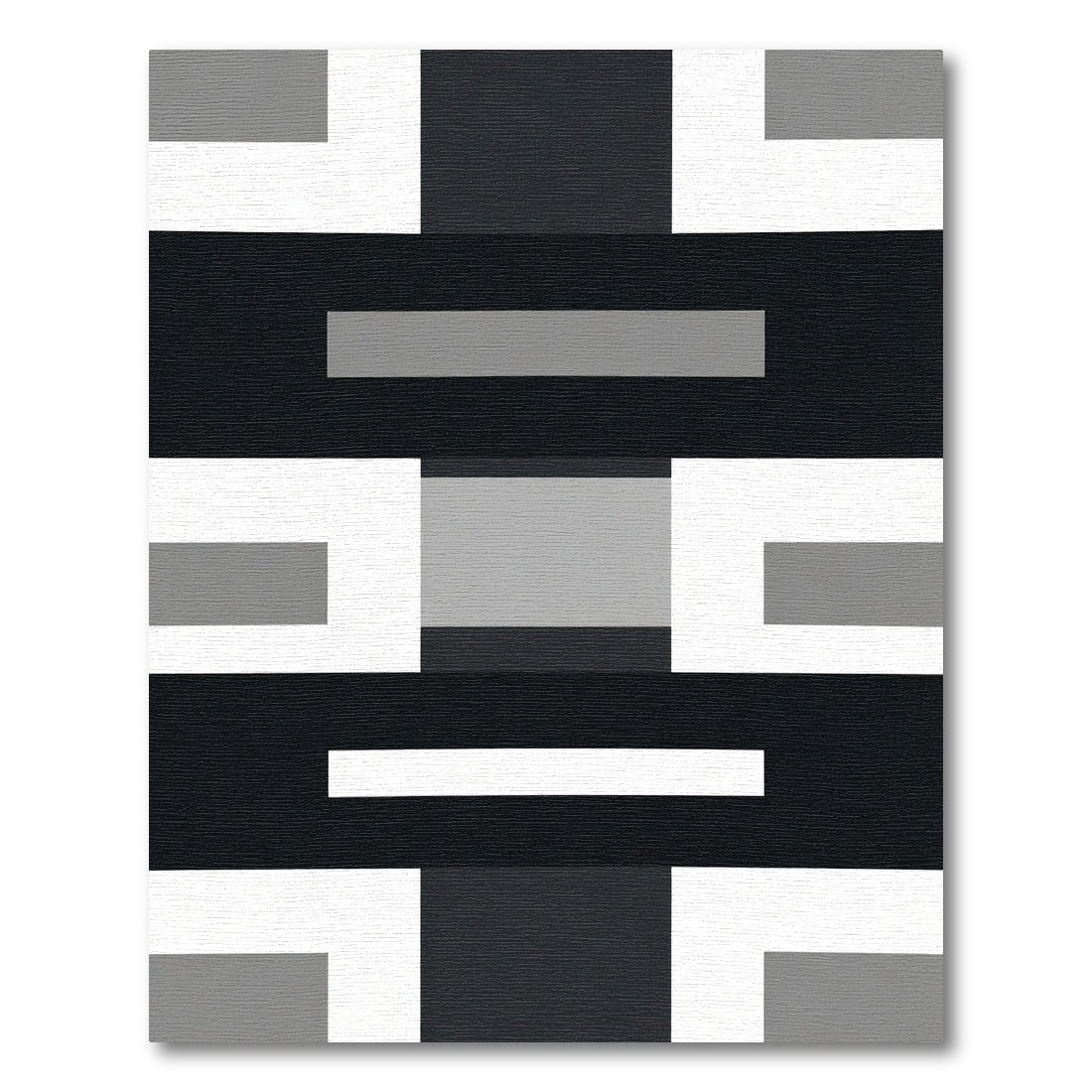 Monochrome Geometric Interlocking Blocks Rug
