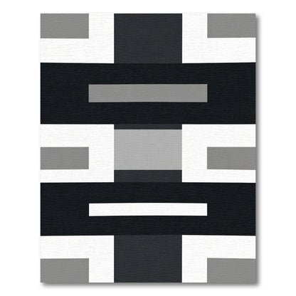 Monochrome Geometric Interlocking Blocks Rug