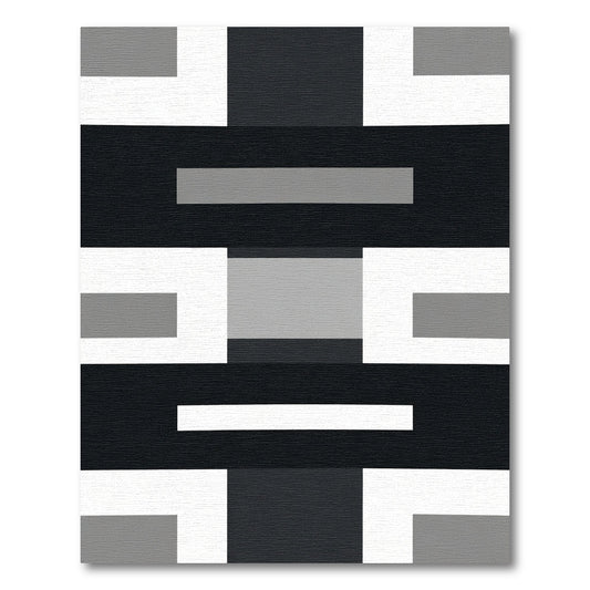 Monochrome Geometric Interlocking Blocks Rug