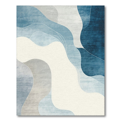 Fluid Blue Gray Abstract Waves Rug
