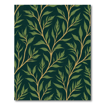Emerald Green Leafy Vine Branch Rug