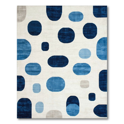 Geometric Modern Blue and Teal Blue Abstract Geometric Area Rug
