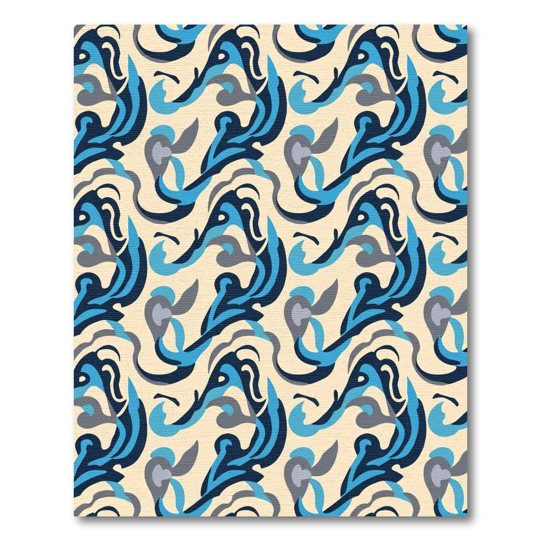 Abstract Blue Waves Fluid Organic Rug