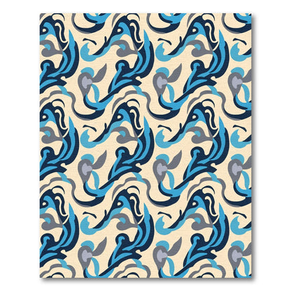 Abstract Blue Waves Fluid Organic Rug