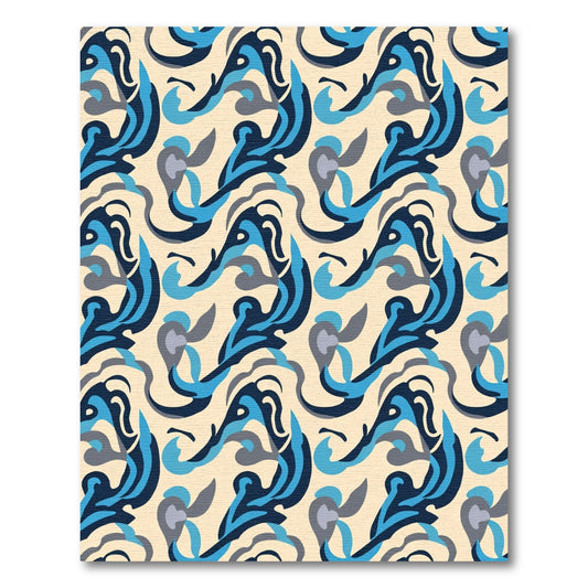 Abstract Blue Waves Fluid Organic Rug