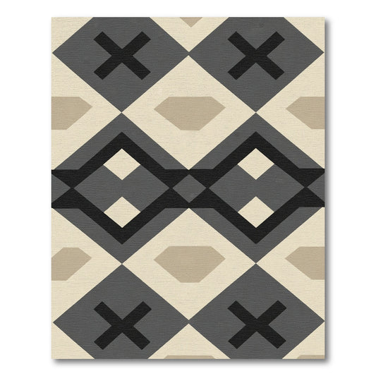 Modern Geometric Diamond X Rug