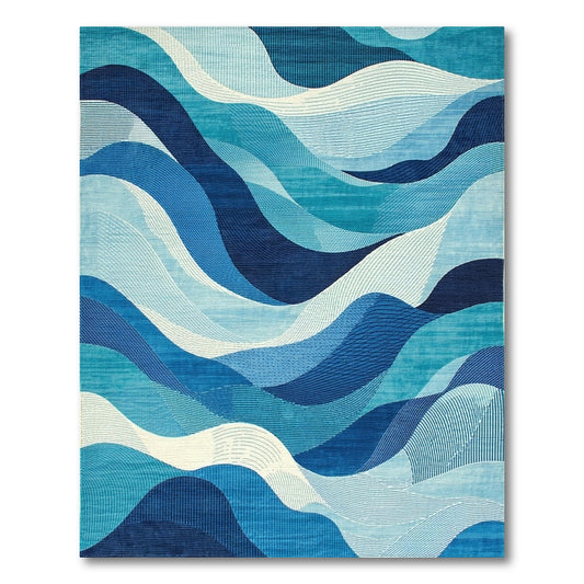 Navy Teal Fluid Waves Rug