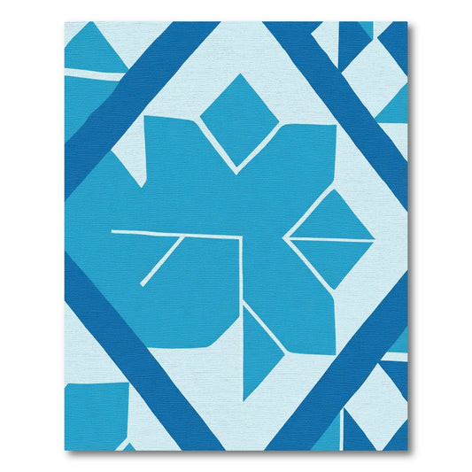 Deep Blue Geometric Fragment Rug