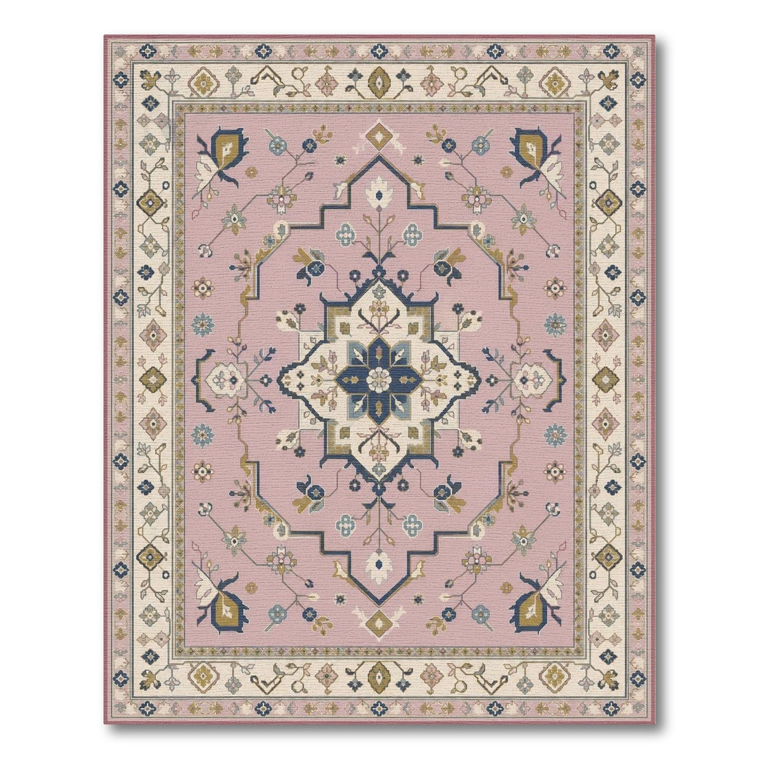 Blush Pink Floral Vintage Area Rug