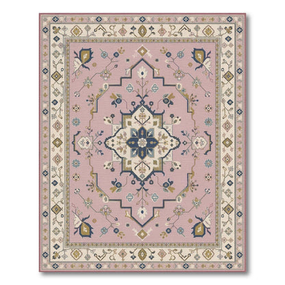 Blush Pink Floral Vintage Area Rug