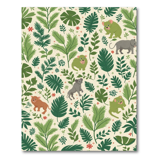 Whimsical Woodland Creatures Greenery Rug