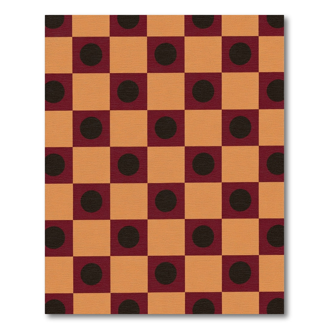 Orange Burgundy Dot Checkerboard Rug