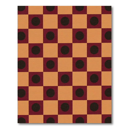Orange Burgundy Dot Checkerboard Rug