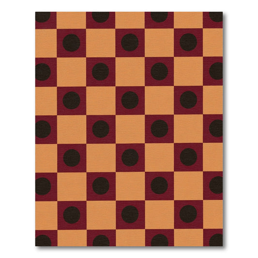 Orange Burgundy Dot Checkerboard Rug