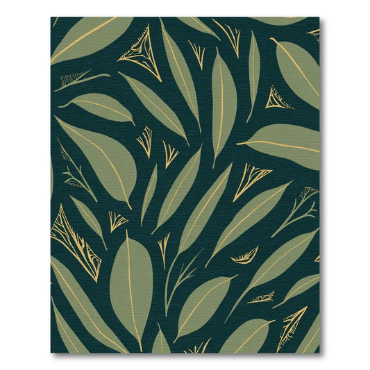 Verdant Eucalyptus Leaf Collage Rug