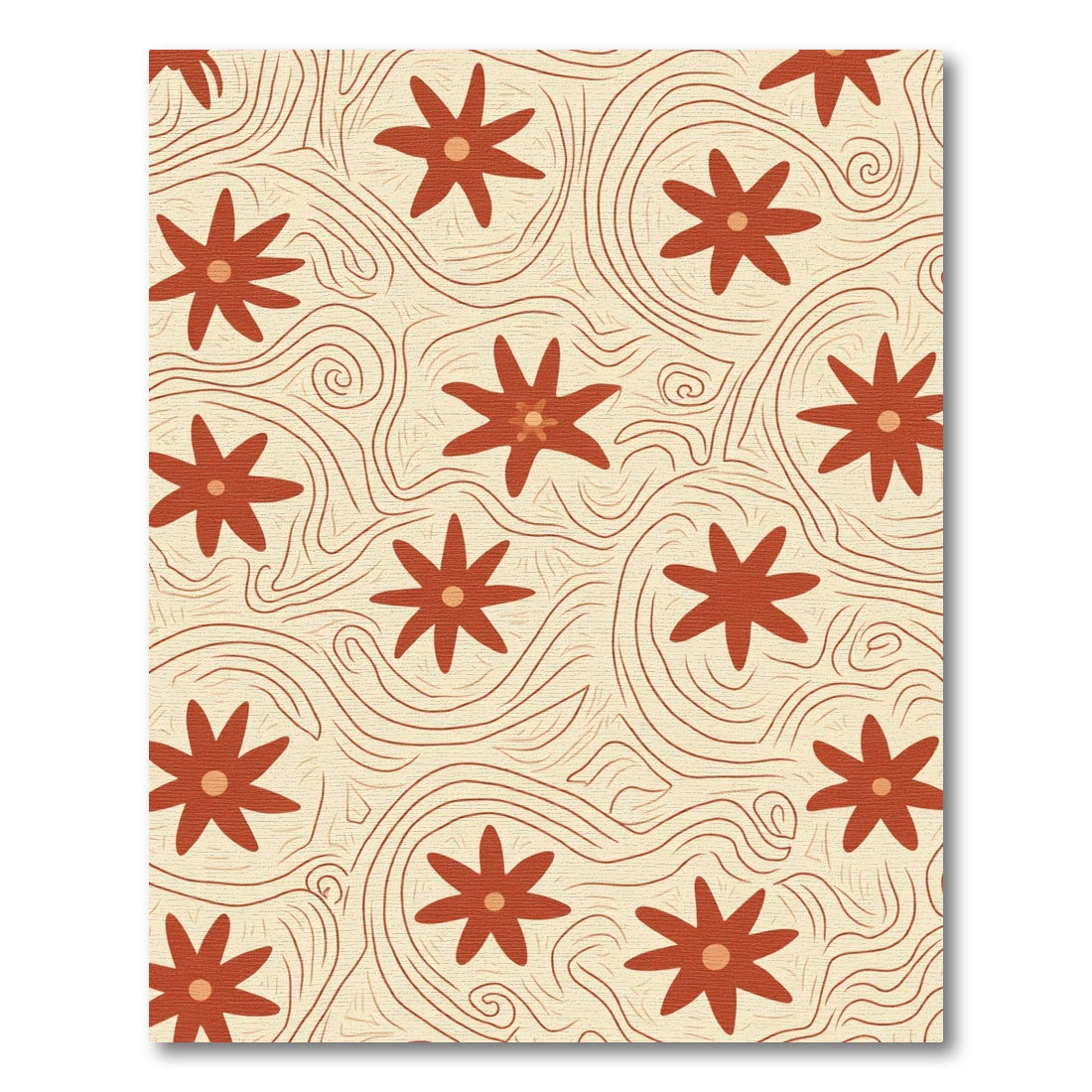 Terracotta Starburst Swirl Cream Rug