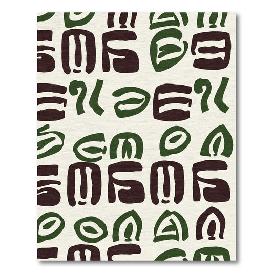 Dark Green Abstract Totem Rug