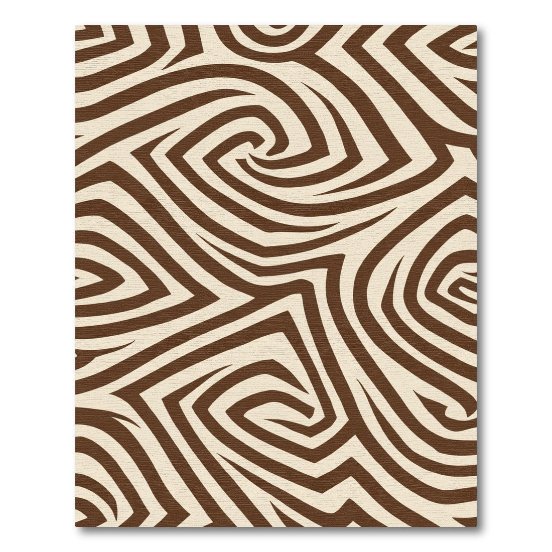 Ivory Brown Abstract Stripe Swirl Rug