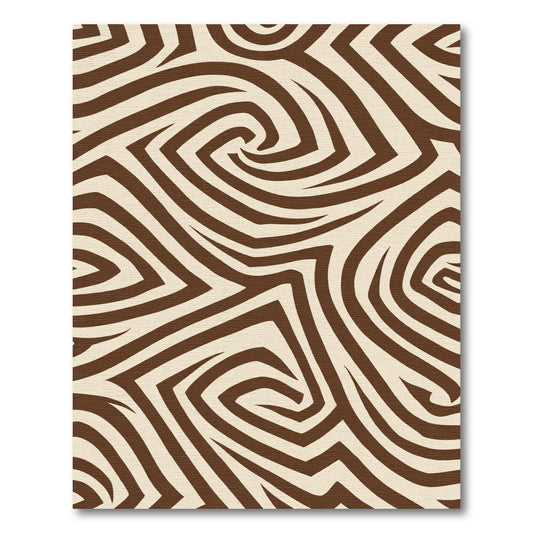Ivory Brown Abstract Stripe Swirl Rug